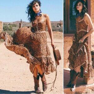 Spell Original Saphari Leopard Print Maxi Dress Size Medium